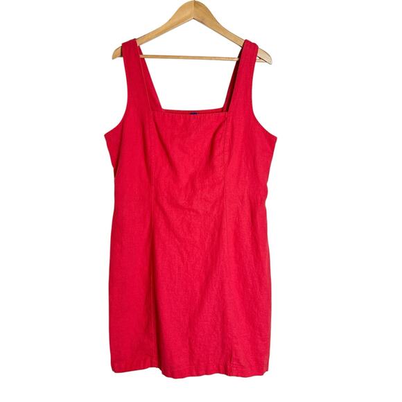 Old Navy Women's Square Neck Sleeveless Linen Blend Mini Dress Size XL Red NWT - Picture 2 of 8
